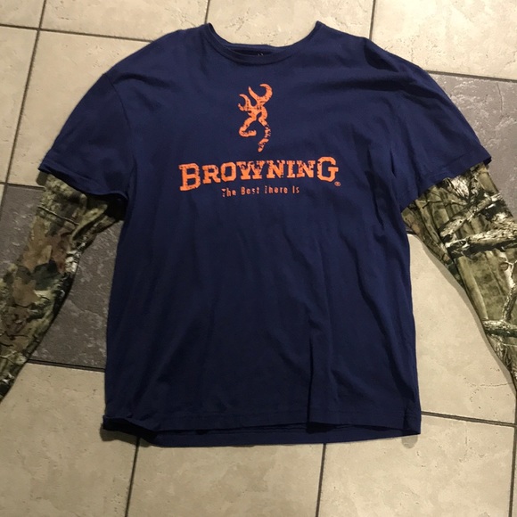 Browning Other - Browning Men’s EUC Shirt with Camo Sleeves Size L